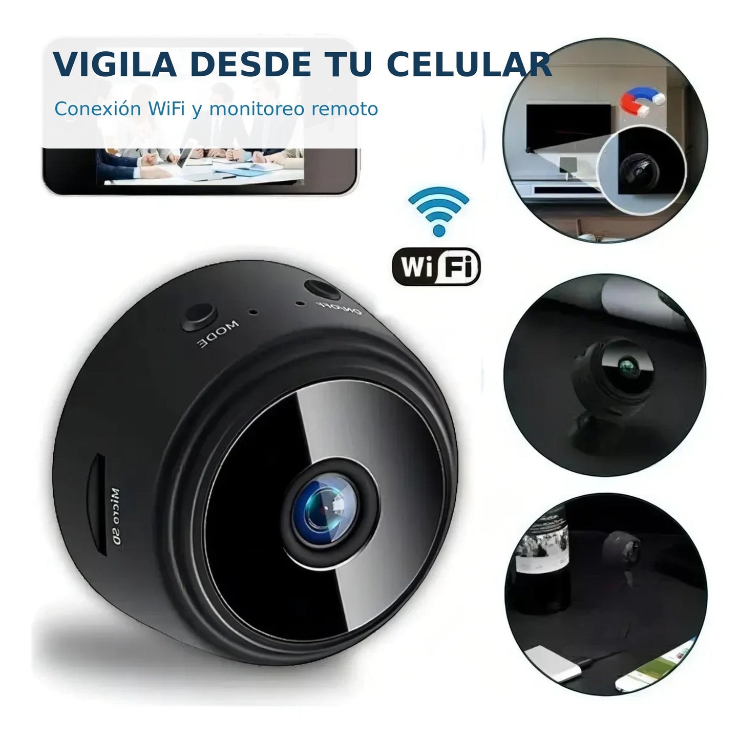 Cámara A9 Mini con monitoreo WiFi desde el celular