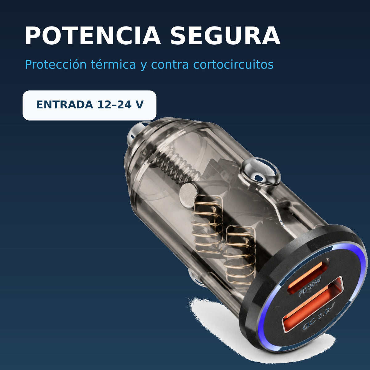 Cargador Movisun C-25 con protección térmica y contra cortocircuitos