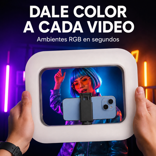 Aro rectangular YM200 con ambiente RGB utilizado para grabar un video