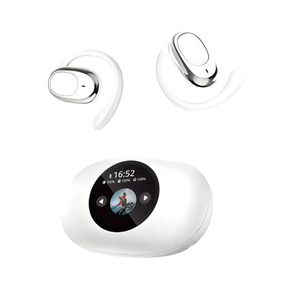 Audífonos Bluetooth YX39 blancos con estuche y pantalla LED a color