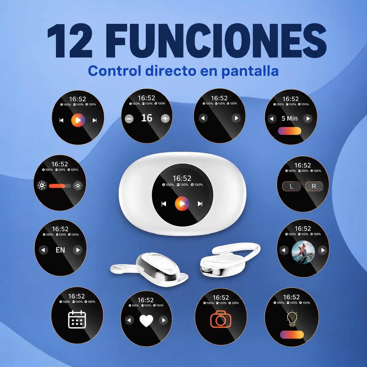 Doce funciones disponibles en la pantalla del estuche YX39