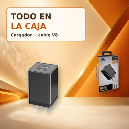 Cargador Movisun MC-60 con empaque y cable USB a V8 incluido