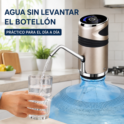 Dispensador automático instalado en botellón de agua en la cocina