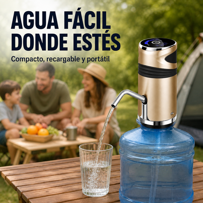 Dispensador automático portátil para botellón utilizado durante un paseo familiar
