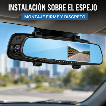 Espejo retrovisor L9000 instalado sobre el espejo original del vehículo