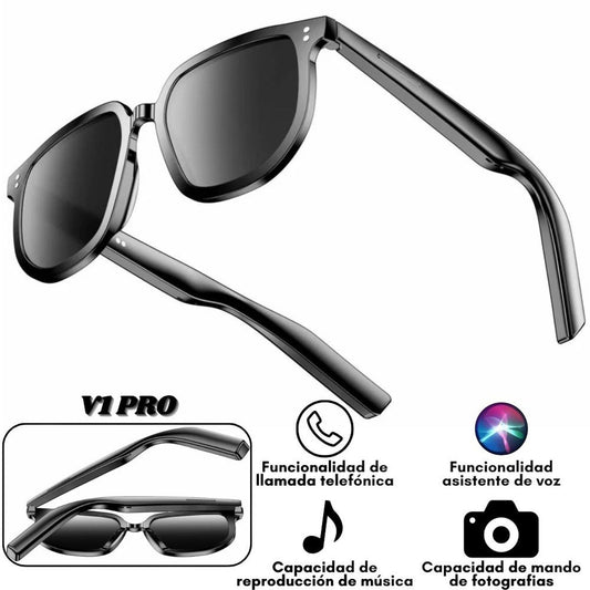 Gafas inteligentes Bluetooth V1 Pro negras, vista principal