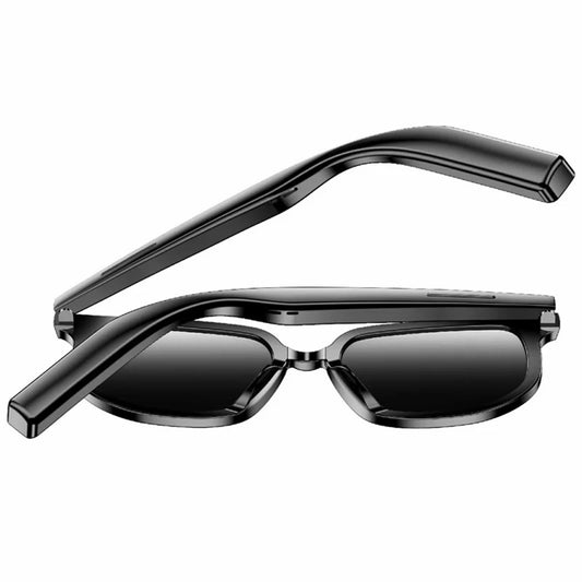 Gafas inteligentes V1 Pro negras plegadas, vista posterior