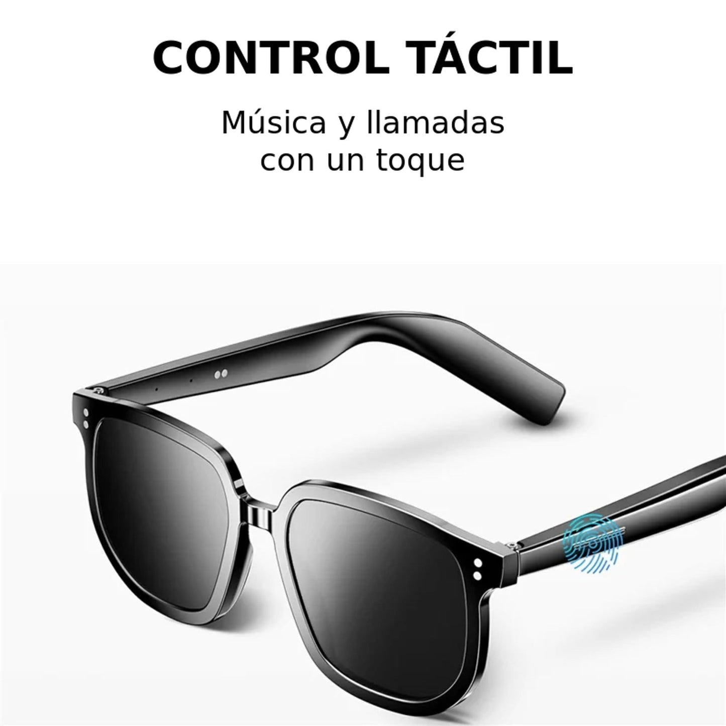 Control táctil de música y llamadas en gafas V1 Pro