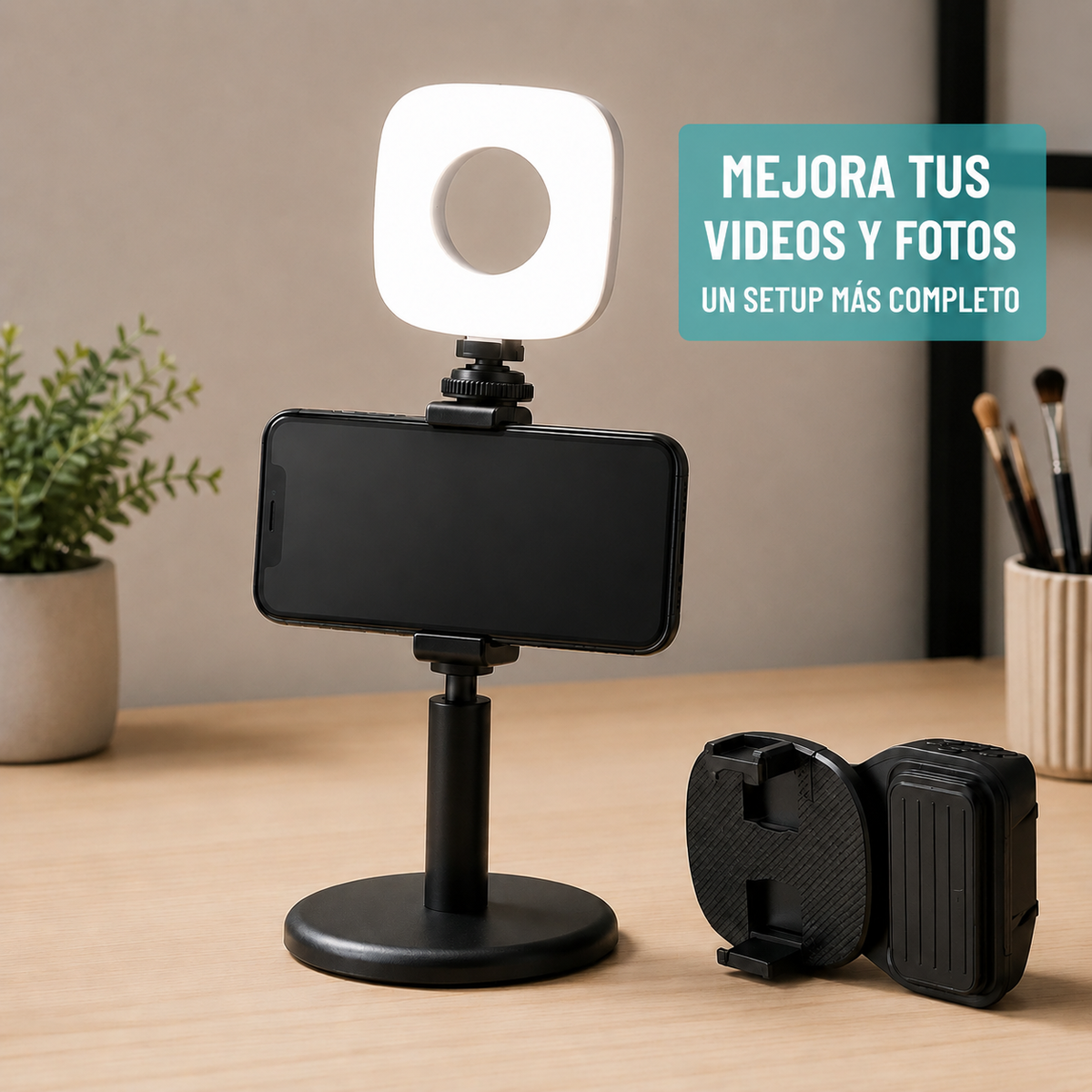 Kit para celular que mejora la iluminación de videos y fotos