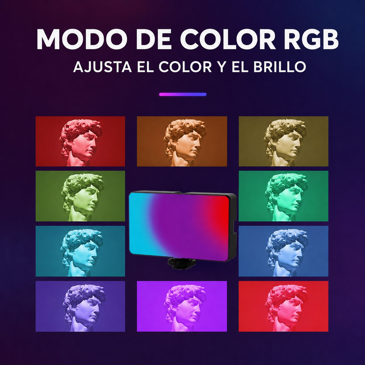 Ajuste de color y brillo en modo RGB de la lámpara portátil