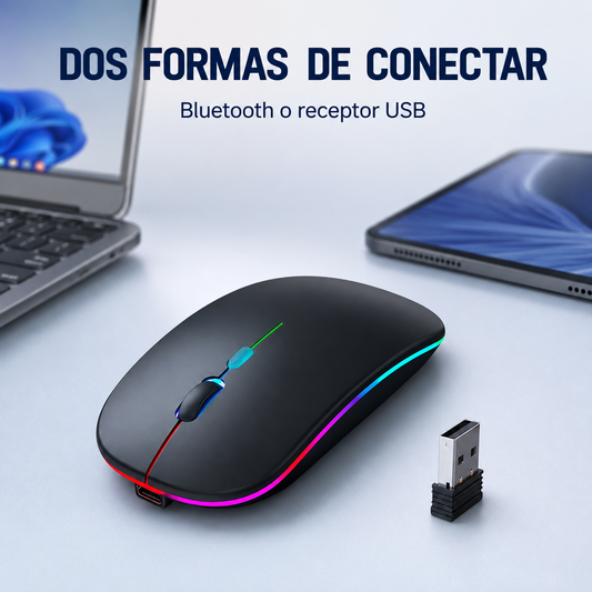 Mouse AOAS W07 negro con conexión Bluetooth y receptor USB