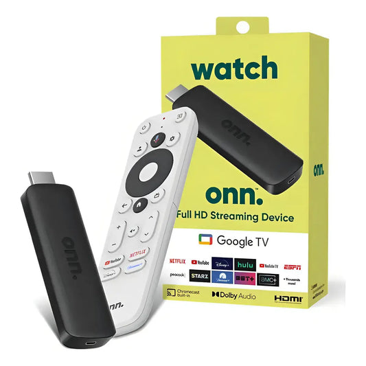 Dispositivo streaming Onn Google TV Full HD con control remoto y caja
