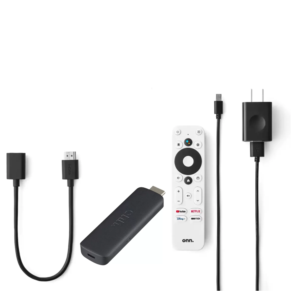 Kit Onn Google TV con stick, control, extensión HDMI y adaptador de corriente