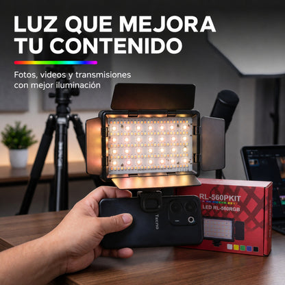 Panel LED RL-560RGB para mejorar fotos, videos y transmisiones
