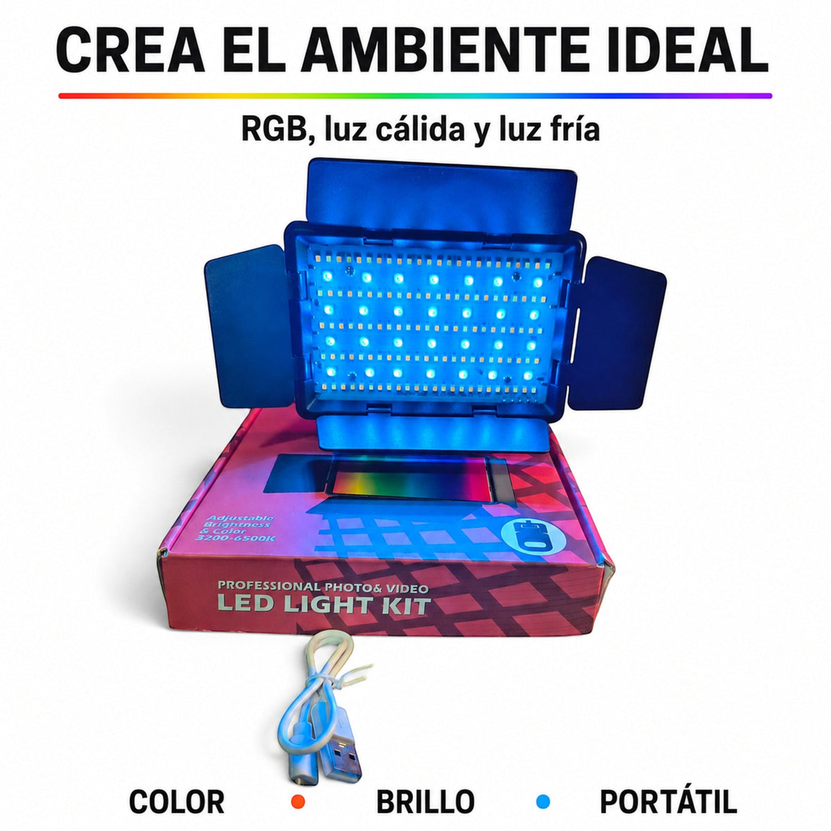 Panel LED RL-560RGB con luz RGB, cálida y fría