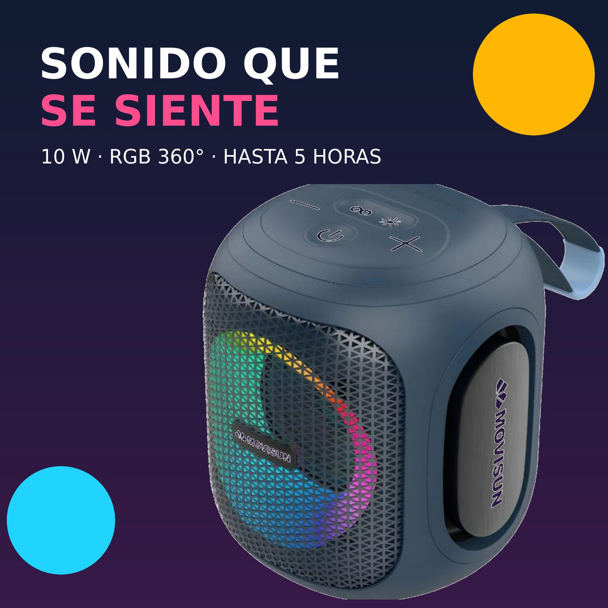Parlante Movisun Cannon Max de 10 W con RGB 360 grados