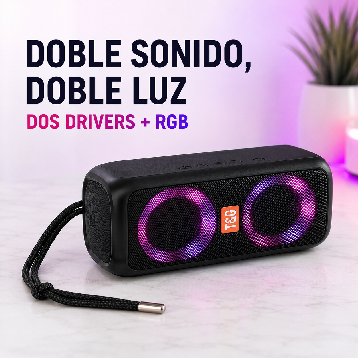 Parlante T&G TG-333 con doble driver y luces RGB