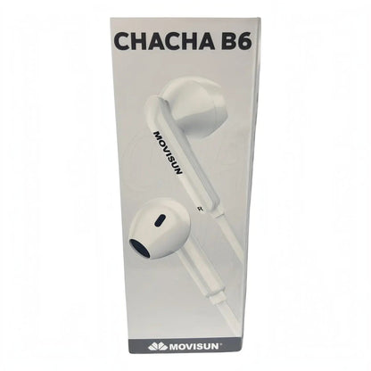 Empaque de los audífonos Movisun Chacha B6 blancos