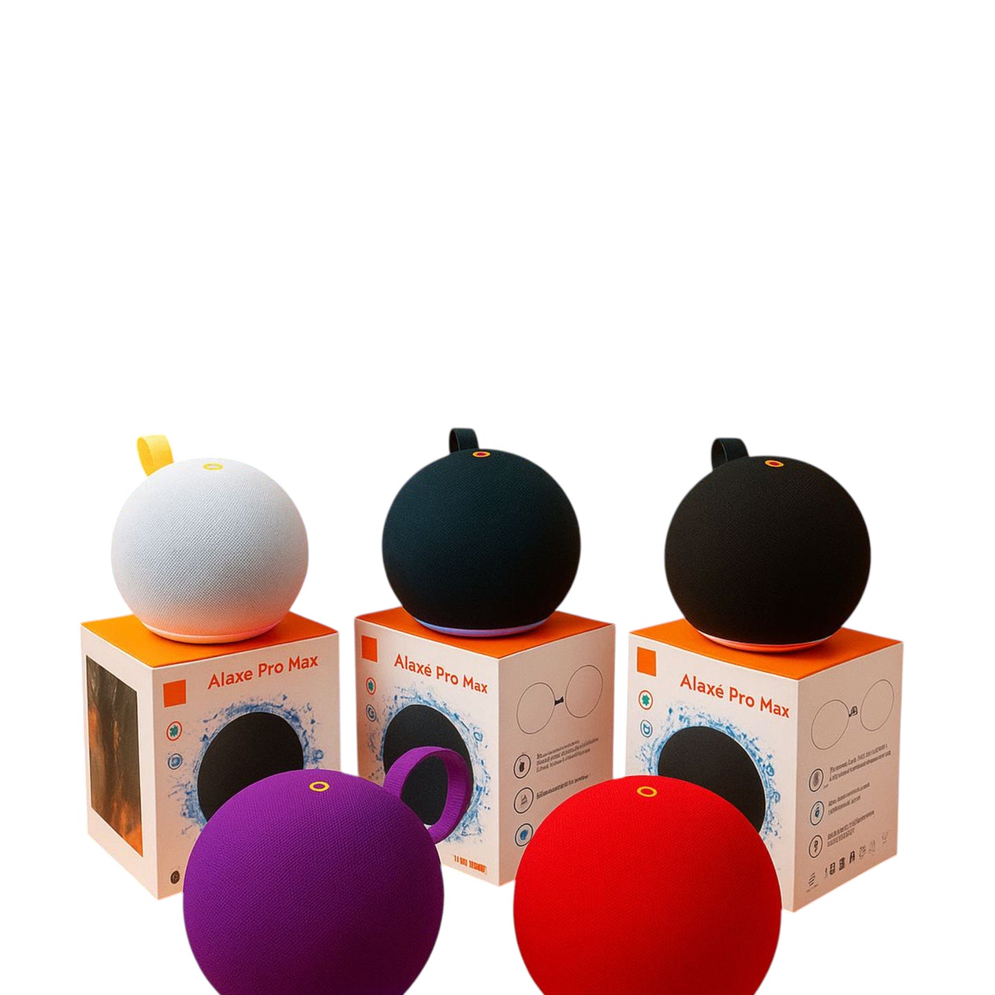 Parlantes Bluetooth Alaxe Pro Max en colores surtidos con empaque y luz LED