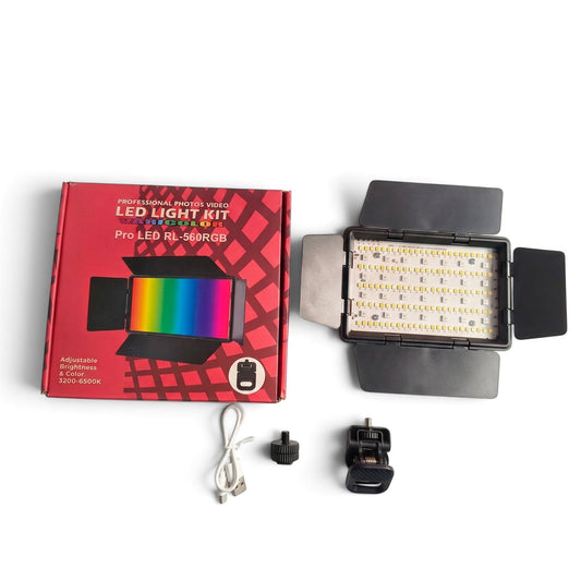 Kit de panel LED RGB RL-560RGB con clip, cable y adaptador