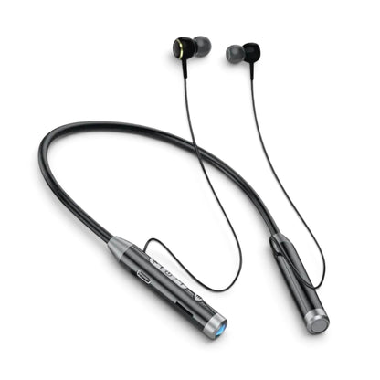 Audífonos Bluetooth Movisun S9 negros con banda para el cuello, controles y linterna LED