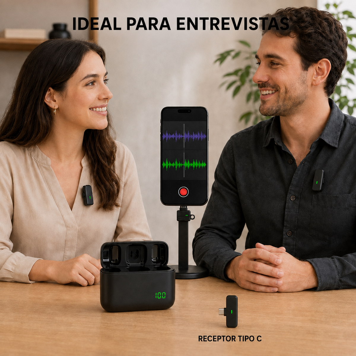 Micrófonos SX6 dobles para entrevistas con receptor Tipo C