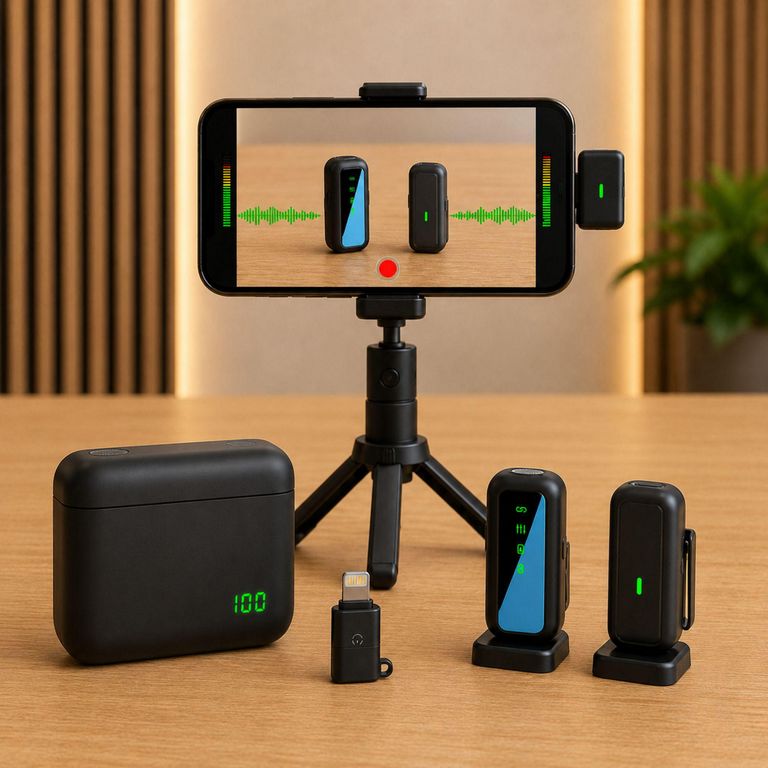 Kit de micrófonos inalámbricos SX6 para grabar con celular