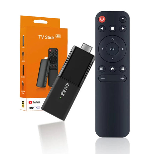 TV Stick TVR3 negro con control remoto y empaque