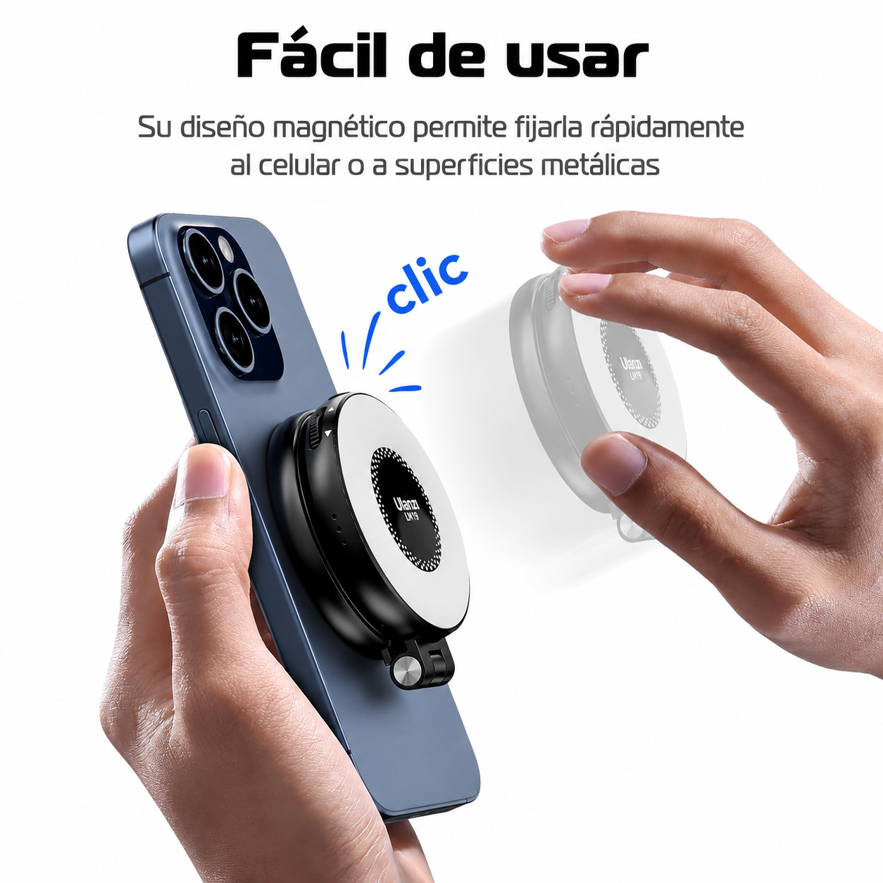 Fijación magnética fácil de usar de la luz Ulanzi LM19