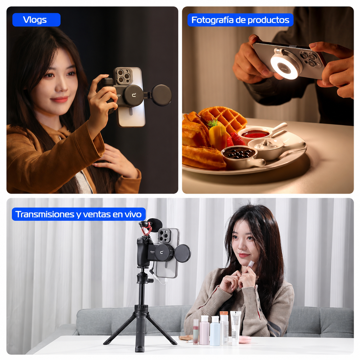 Usos de Ulanzi LM19 para vlogs fotografía de productos y ventas en vivo