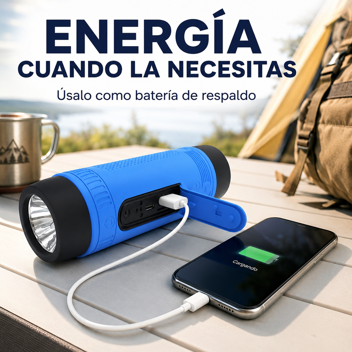 Parlante Zealot S1 cargando un celular mediante su función de batería de respaldo