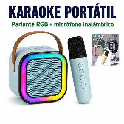 Karaoke portátil ZT-40 con parlante RGB y micrófono inalámbrico